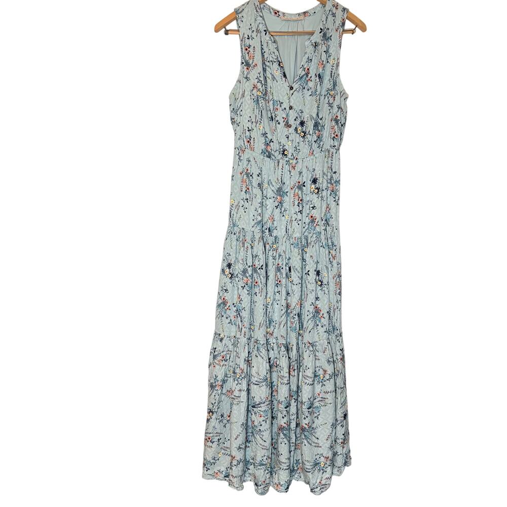 My Danielle womens blue floral tiered maxi dress. Sz M. cottagecore peasant boho
